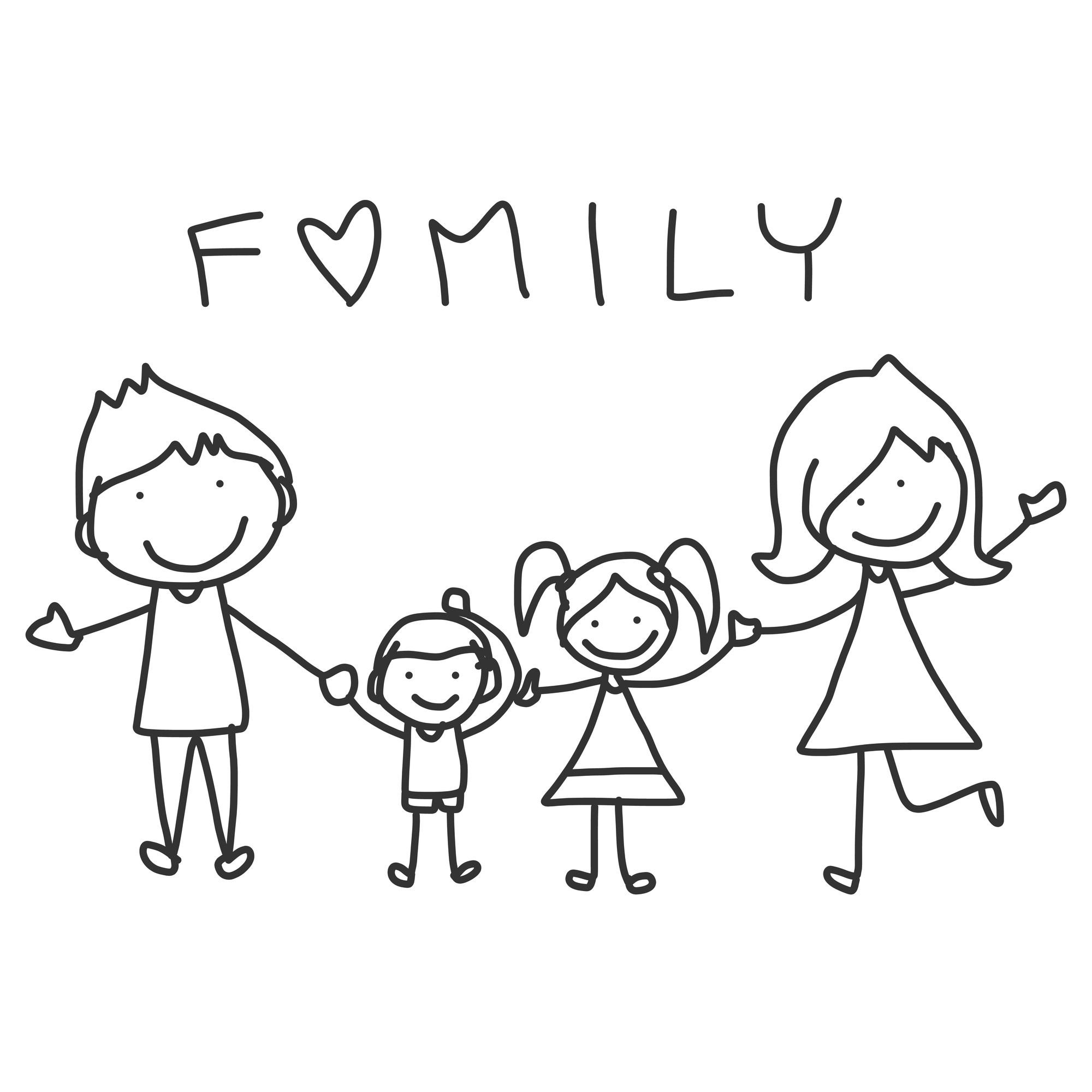 hand drawing cartoon happy family Organized For Life